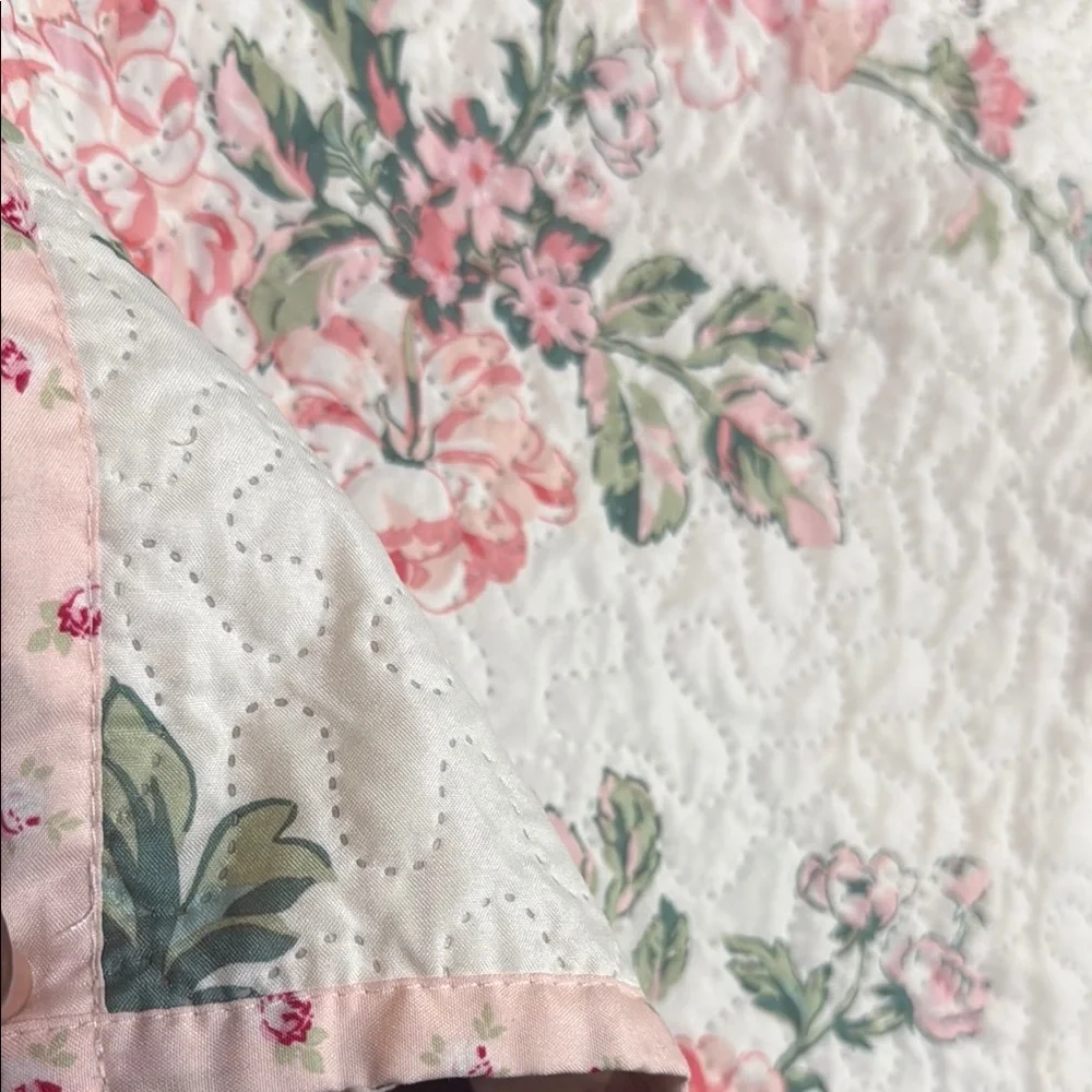Simply shabby chic Floral Quilted pillow cover 21x 36 inches.
